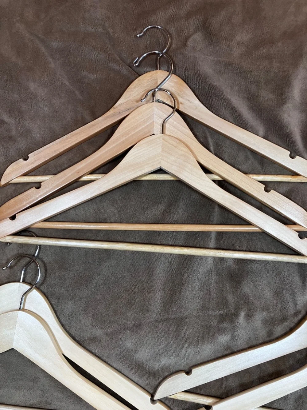 Wood Hangers Set of 7 with slip resistant notch for dresses to suits to blouses